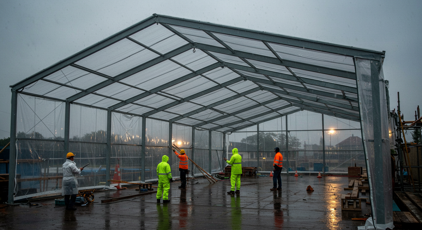 Temporary roof scaffolding